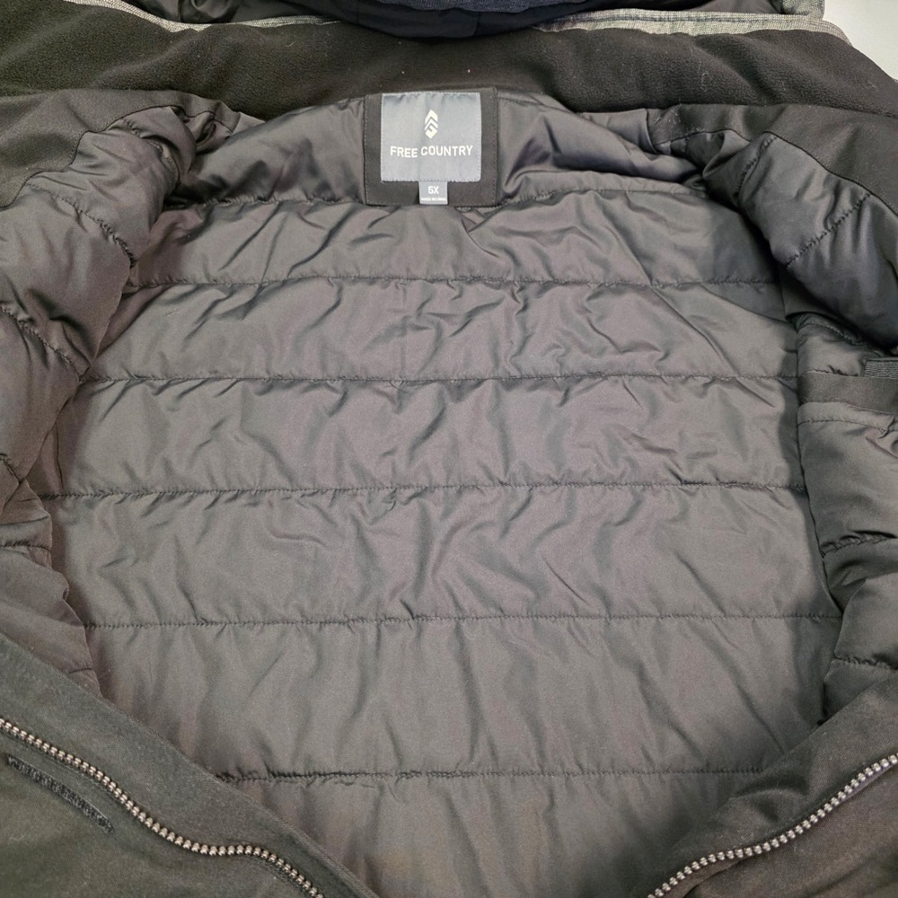 Free Country Men's Jet Black Puffer Jacket 5X Water Wind Resistant Warm - Picture 13 of 13